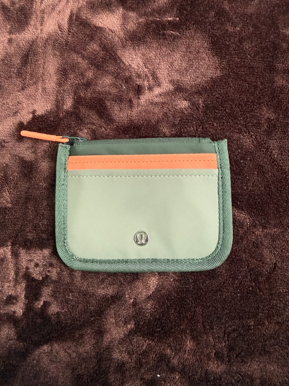 lululemon mint green and coral zip card pouch